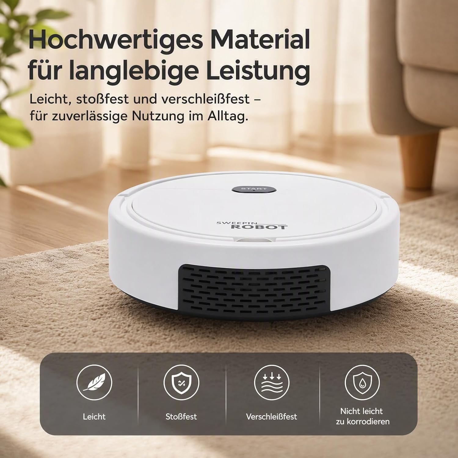 3-in-1 Mop Function Robot Vacuum Cleaner, 500 Pa 30 Min Running Time Plastic White Robot Vacuum Cleaner Robot Mop Robot Sweeper with Suction Station for Hard Floors Wood Marble – Bild 9
