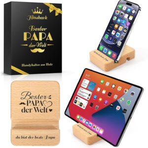 Hinshark Dad Gift, Wooden Tablet Mobile Phone Stand, Father's Day Gift