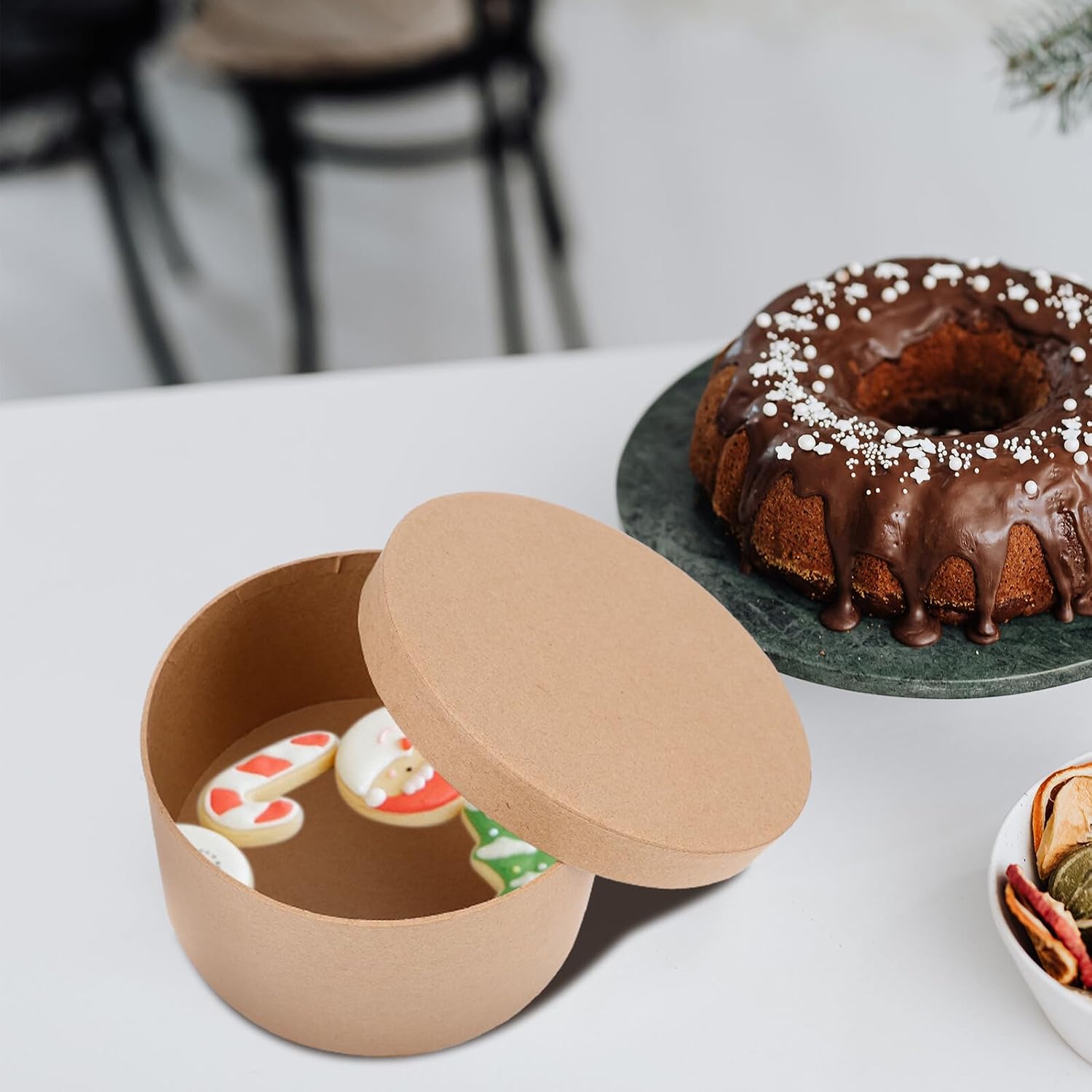 Runde Kraftpapierbox für Gebäck, Weihnachten Mottoparty, Leicht – Bild 4