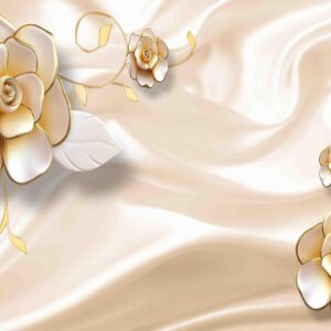 Non-Woven Photo Wallpaper Wall Pictures 3D Gold Decoration Rose Wallpaper 1520 (200 (W) x 140 (H) cm)