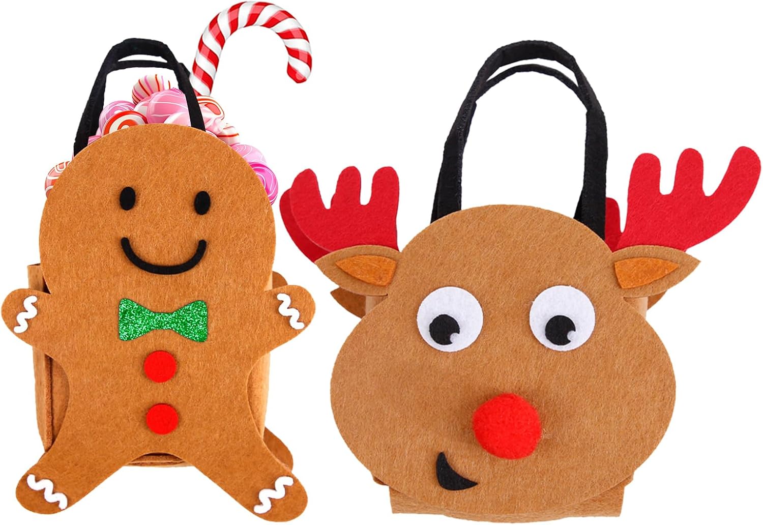 Zegaqae Christmas Candy Bags, Pack of 2 Festive Felt Storage Bags - Felt Treat Bags with Carry Handles | For Family and Friends, Neighbours, Colleagues and Children – Bild 6