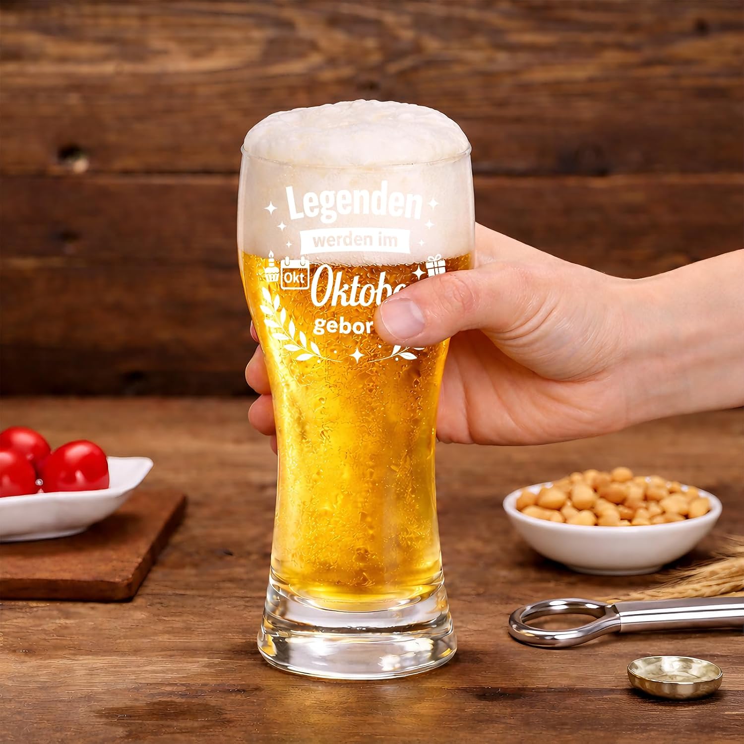 Birthday Gift for Men, Legends Are Born in October, Funny 470 ml Beer Glass Gifts for Dad, Father, Grandpa, Son, Best Friend, Ideal Gift Idea for Colleagues – Bild 5