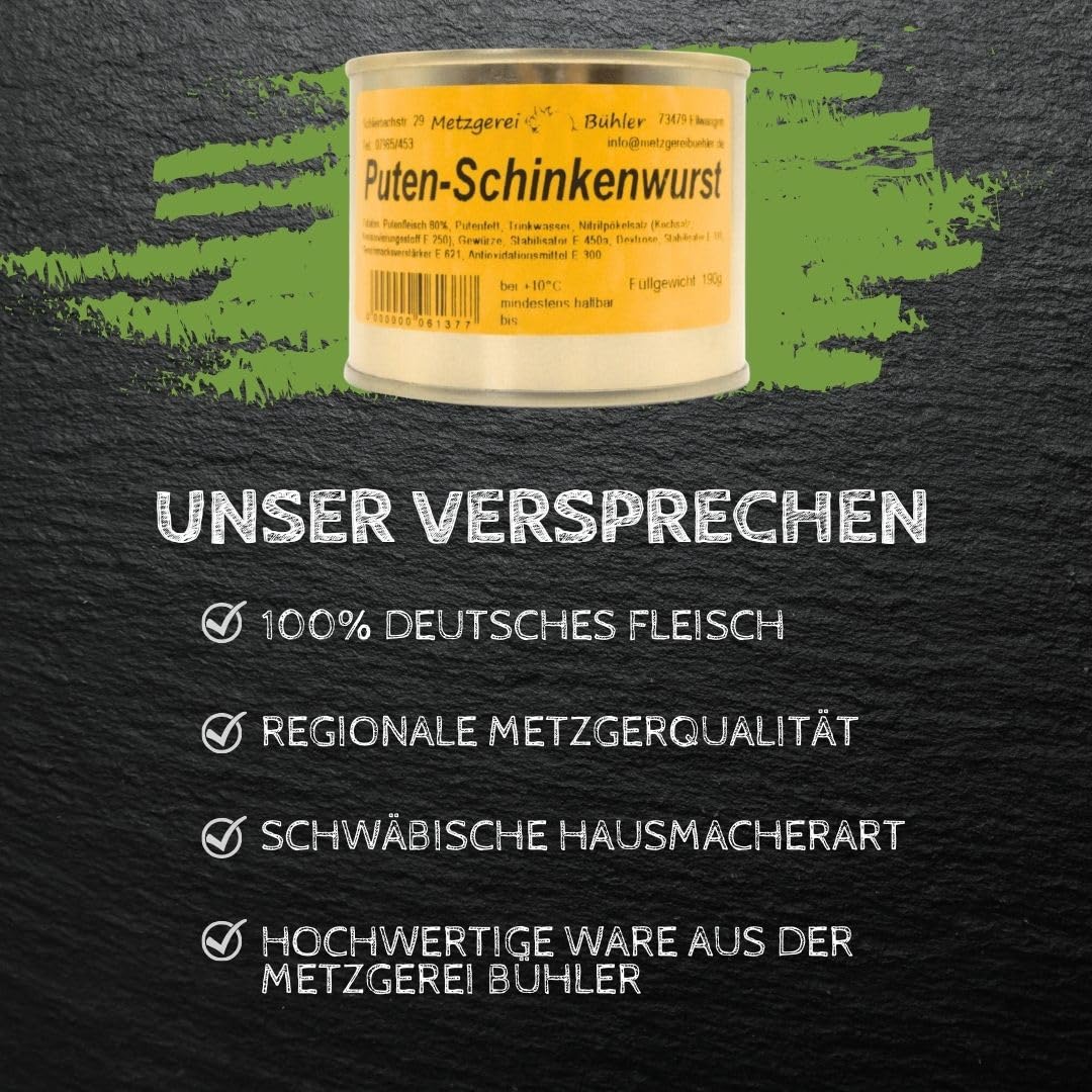 Turkey Ham Sausage 190 g Canned Sausage Canned Sausage from Butcher Bühler Turkey Meat Premium Turkey Meat 100% German Meat Chicken Ham Sausage Chicken Meat Preserved – Bild 4