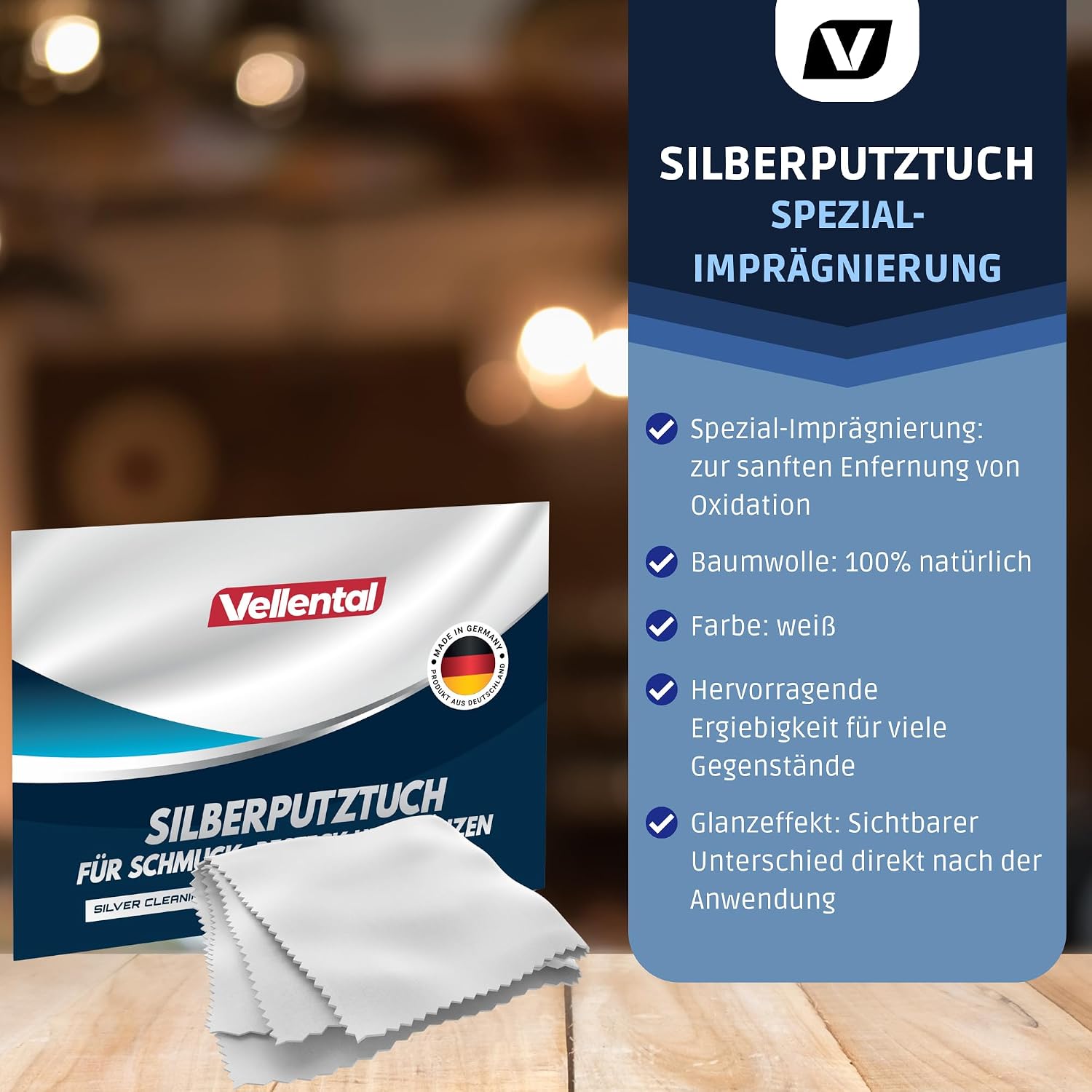 Silver Cleaning Cloth for Jewellery, Cutlery & Coins, Silver Polishing Cloth for Care and Cleaning of Real Silver, Silver Jewellery Made in Germany – Bild 4