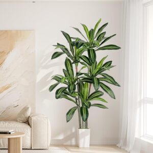 YOLEO Artificial Plant Dragon Tree 160 cm with White Pot Artificial Plants