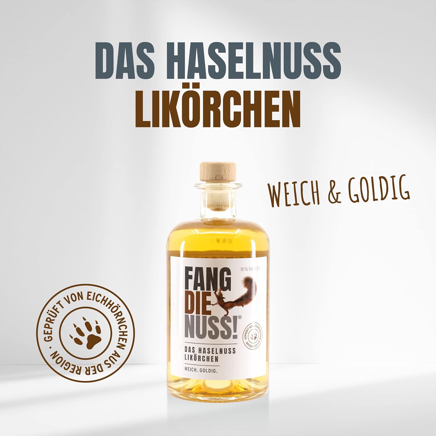 Fang die Nuss! Premium Hazelnut Liqueur Soft Golden 18% Vol. Alcohol Tested by Regional Squirrels Charity Gift 0.5 L Enjoy & Do Good – Bild 2