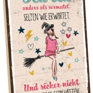 TypeStoff HS-00993 Wooden Sign with Saying – Different – Vintage Look with Quote as Gift and Decoration on the Theme of Women, Self-Employment and Self-Confidence