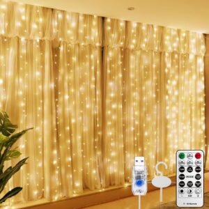 HXWEIYE 300 LED Light Curtain 3 m x 3 m USB, Remote Control, 8 Modes