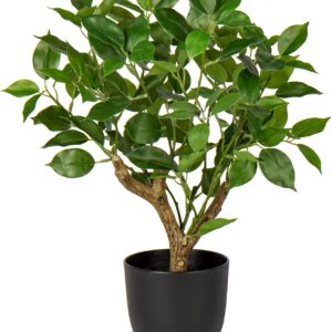 Briful 43 cm Artificial Plant Like Real Artificial Ficus Plants in Black Pot Decorative Plant for Windowsill Living Room Bathroom Decoration
