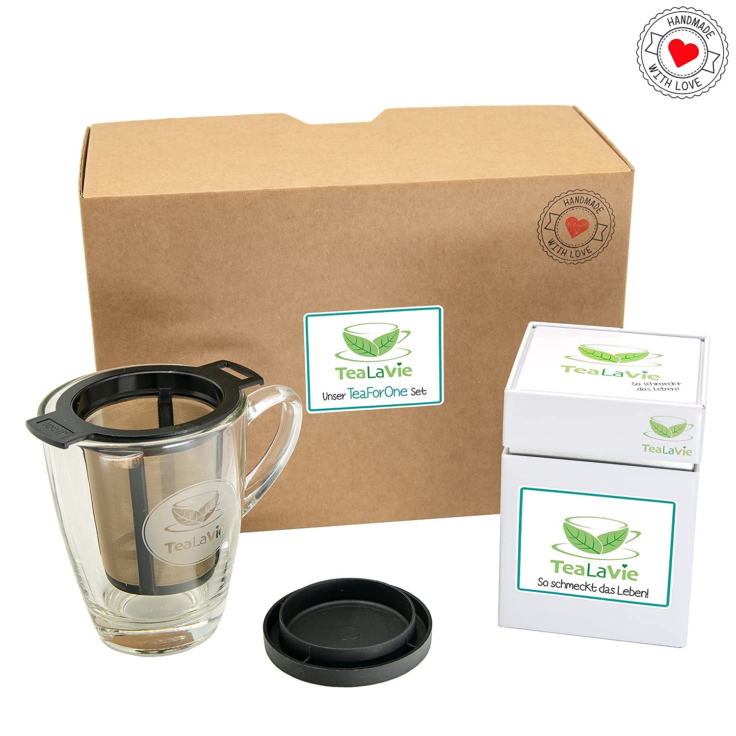 TEALAVIE Tea Gift Set - TeaForOne Smile A Day | Stylish Tea Glass with Permanent Filter and Exclusive Tea Canister - 100 g Fruit Tea - Tea for One Set - Always Fits 2026 – Bild 5