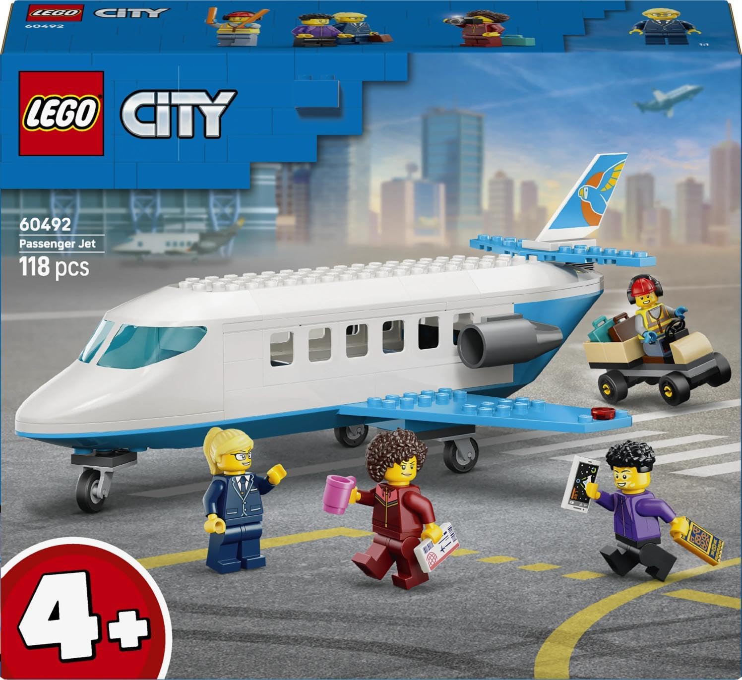 LEGO City Passenger Jet Toy, Aeroplane Model Kit with 4 Mini Figures and Travel Accessories, Educational Toy, Birthday Gift for Boys from 4 Years, 60492 – Bild 9