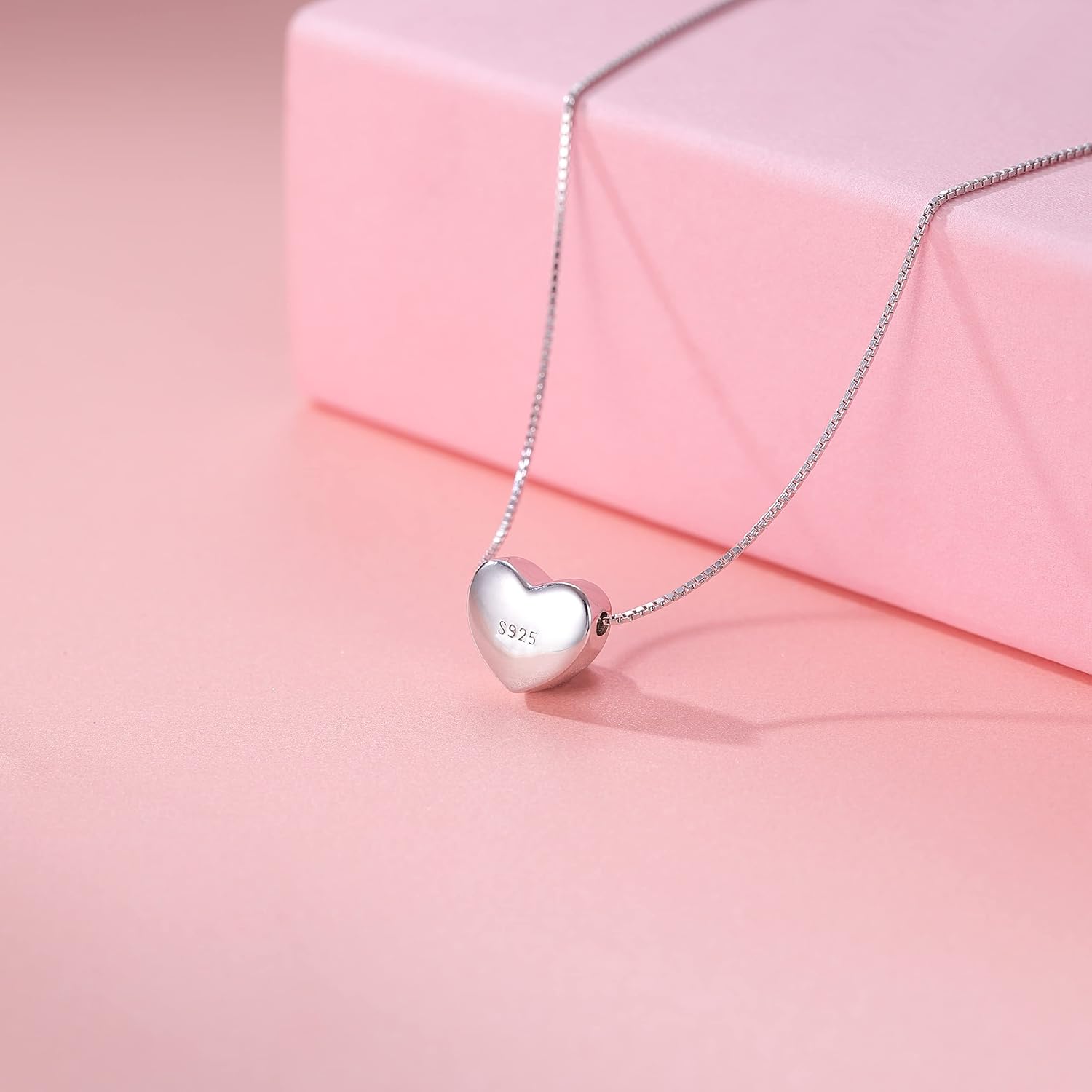 SLUYNZ Genuine 925 Sterling Silver Tiny Love Heart Pendant Necklace for Women Simple Sweet Heart Choker Necklace – Bild 4