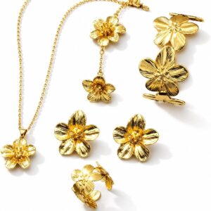 5 Piece Jewellery Sets for Women, Gold Women's Flowers Jewellery
