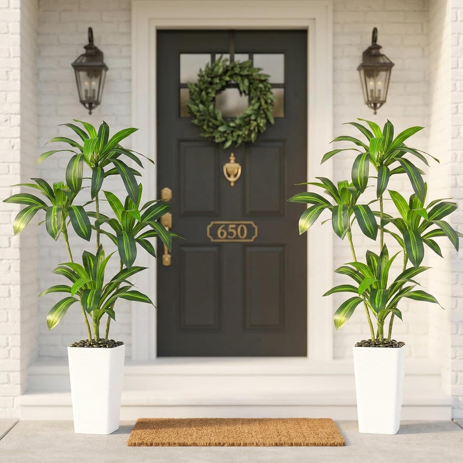 Artificial Dragon Tree Plants 150 cm Artificial Plants Large White Pot – Bild 9