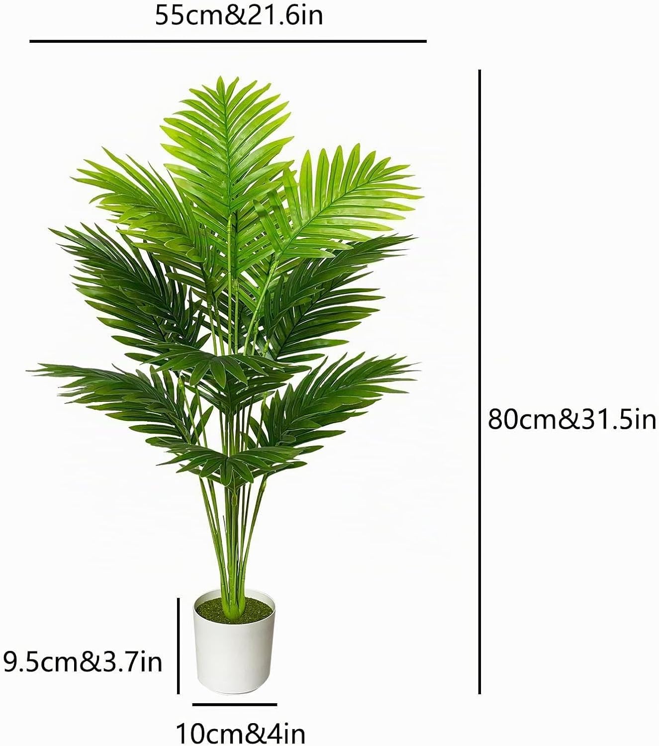 Artificial Plants in Pot, Large Artificial Plant, Plastic Palm Tree Like Real with Plastic Flower Pot, Fake Plant Decor for Living Room, Balcony, Bedroom, Office, Indoor (80 cm, Green Palm) – Bild 2