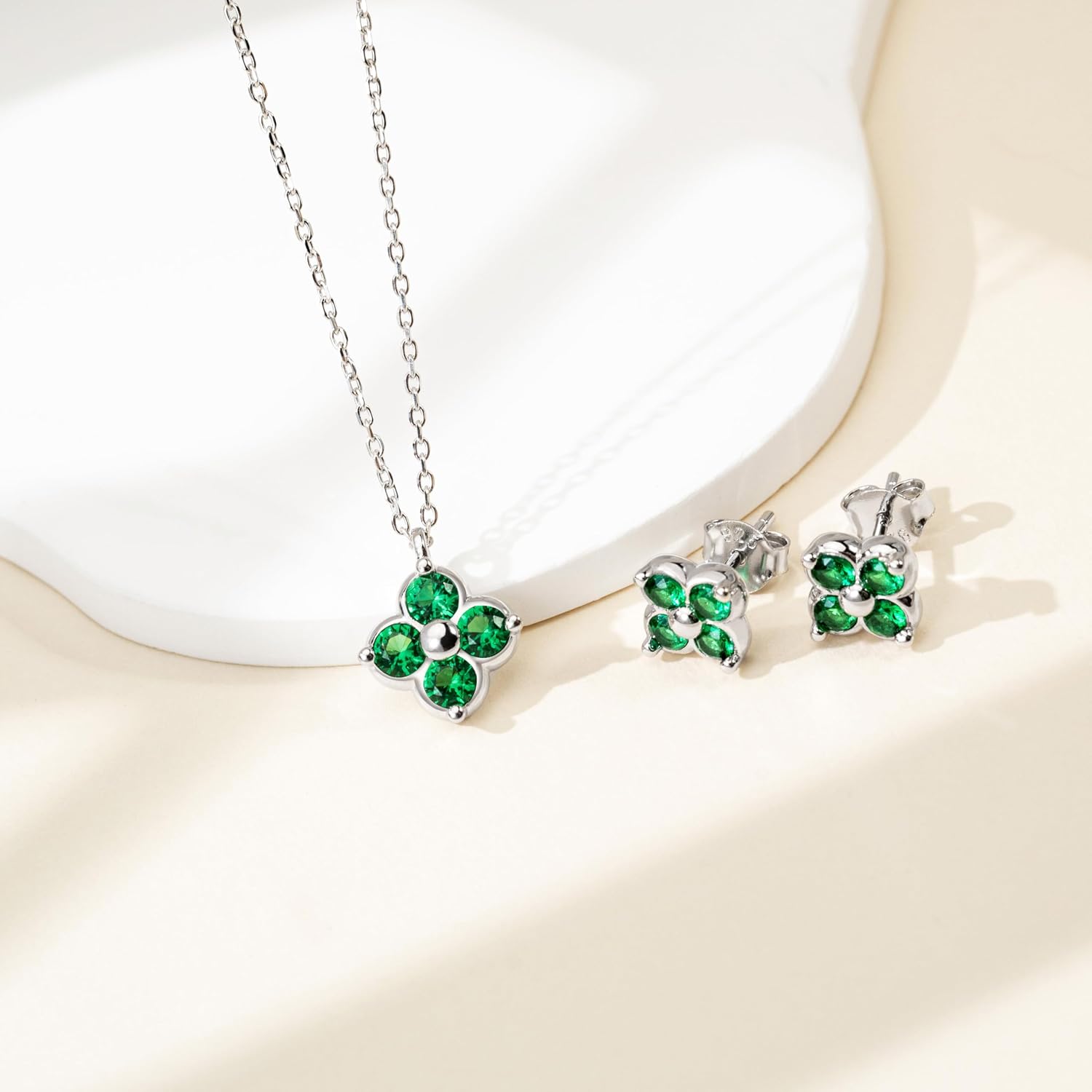 Women's Clover Birthstone Jewellery Set in 925 Sterling Silver – Bild 2