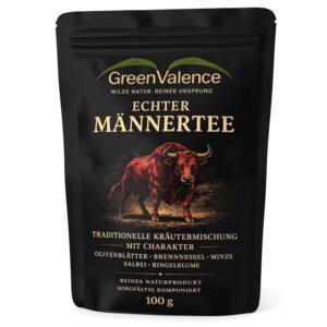 GreenValence Real Men’s Tea – Strong Herbal Blend with Olive Leaves, Nettle, Mint, Sage & Marigold | Aromatic Natural Herbal Tea | The Perfect Gift for Men (100 g)