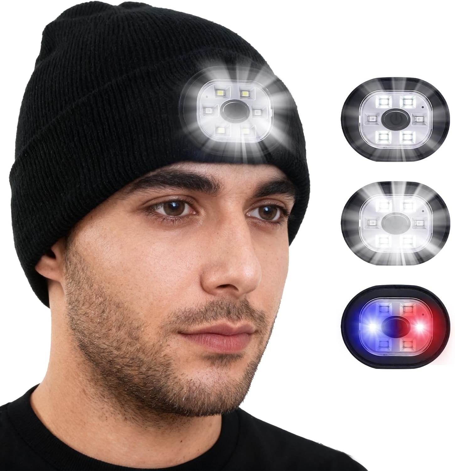 CNMTCCO Hat with Light, LED Beanie with USB Rechargeable LED Lamp, 6 LEDs and 3 Brightness Levels, Warm Winter Hat for Men and Women - Practical Gift – Bild 2