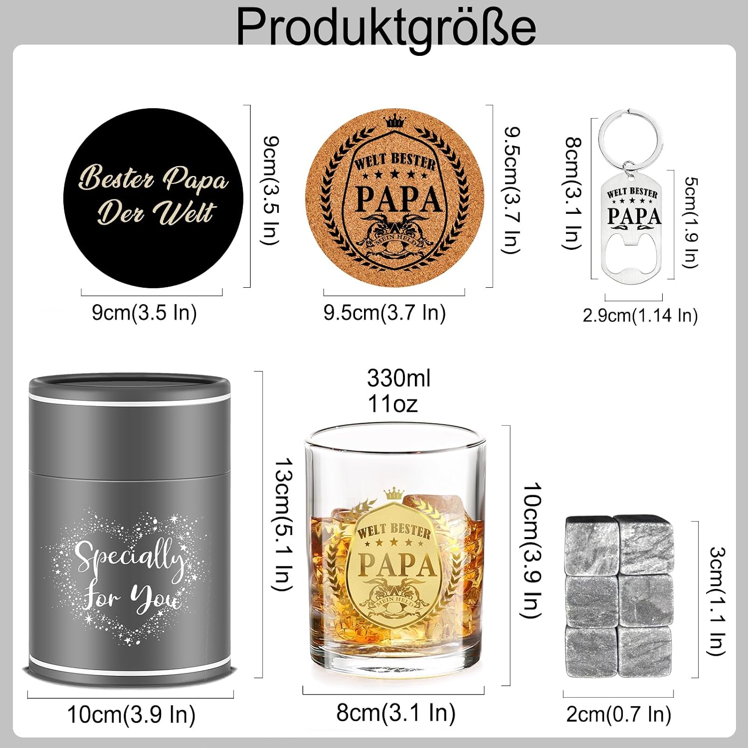 Gift for Dad Whisky Glasses Personalised Father's Day Gifts for Dad Whiskey Gifts for Men Dad Gift Birthday Christmas Father's Day from Daughter Son Father Whisky Glasses Gift Set 5 – Bild 7