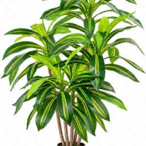 PASCH® Dragon Tree Artificial Palm Tree Large (120 cm) Realistic Artificial Plants Large Artificial Plants Like Real Palm Tree Artificial Palm Tree for Natural Ambience