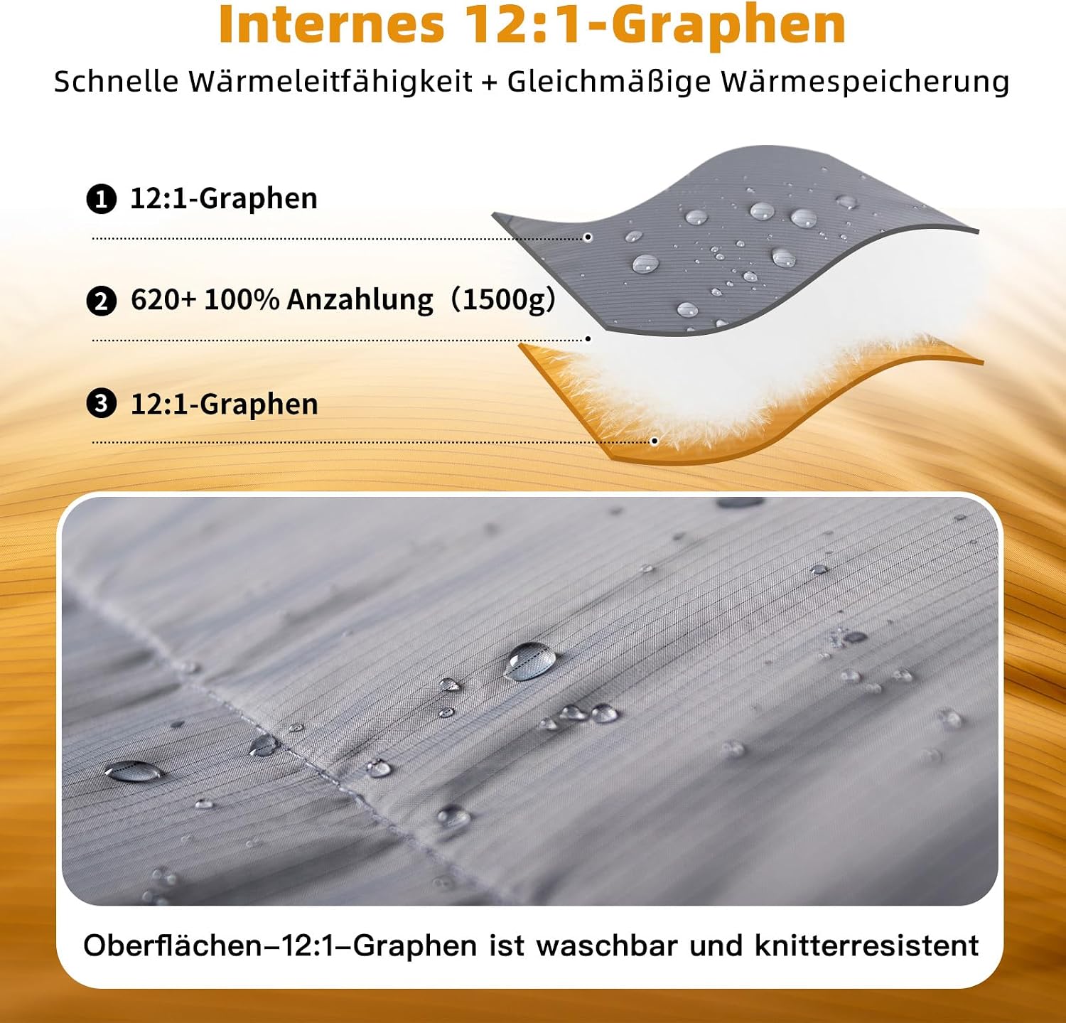 Down sleeping bag has a graphene lining and a 620FP filling power of duck down, 4-season sleeping bag, ultra-light, suitable for hiking, camping and mountaineering – Bild 3