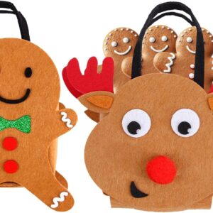 Zegaqae Christmas Candy Bags, Pack of 2 Festive Felt Storage Bags – Felt Treat Bags with Carry Handles | For Family and Friends, Neighbours, Colleagues and Children