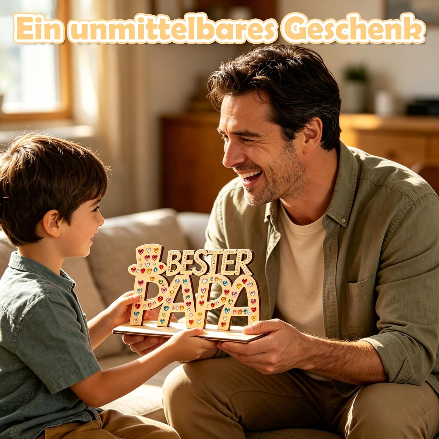 MOAZIFI Best Dad Gifts, Wooden Decoration and Stickers, DIY Dad Gift Birthday, Father's Day Gift, Christmas Gifts, Craft Desktop Decoration for Daughter, Son and Father – Bild 7