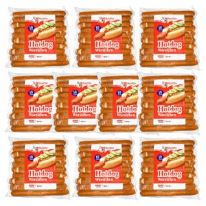 Nordthy Hotdog Sausages Pack of 100 - 10 x 413g in Storage Pack - Danish Original Sausages - for Hot Dogs & Grill - Bockwurst Art -