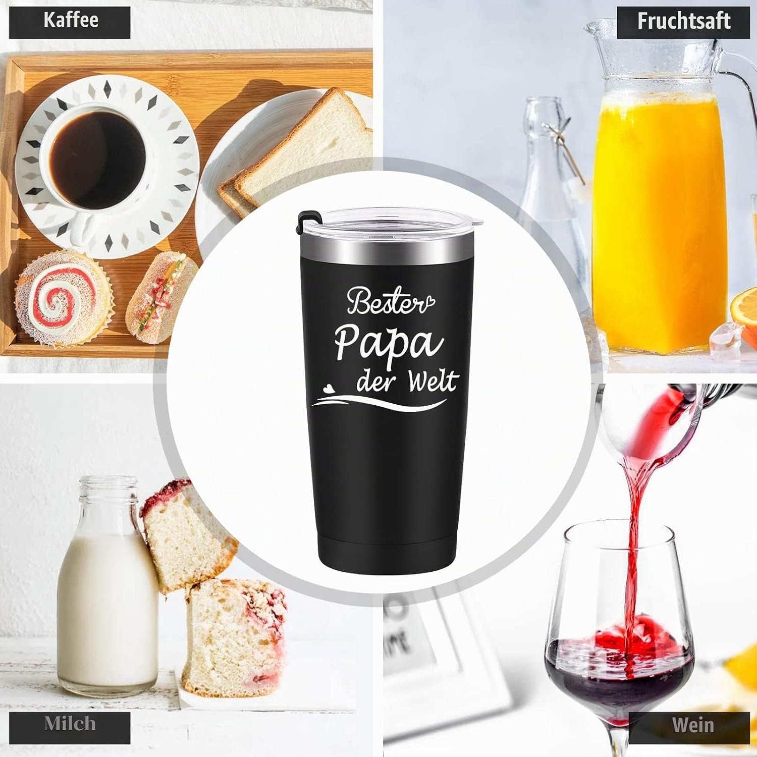 Livole Dad Gift, Best Dad in the World, Father's Day Mug, Gifts for Father's Day, Christmas, 600 ml Stainless Steel Thermal Mug – Bild 3