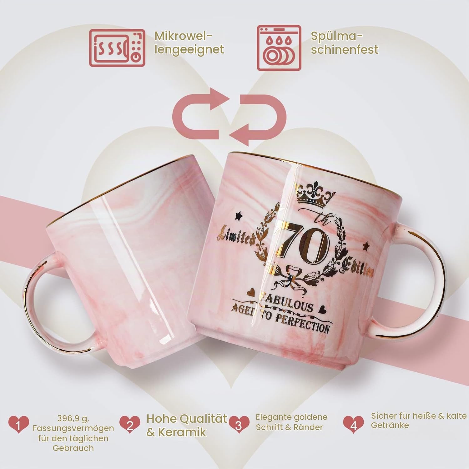 Geschenk 70. Geburtstag Frau, Fabelhafter 70 Limited Edition, 400ml Tasse – Bild 3