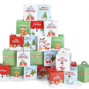 Christmas Gift Box 24 Christmas Bags for Filling 8 Designs in 4 Colours