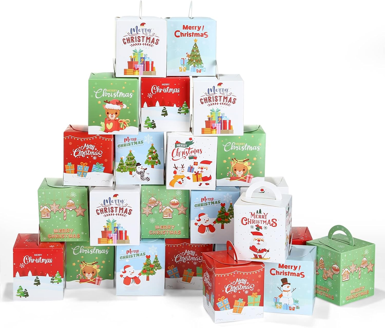 Christmas Gift Box 24 Christmas Bags for Filling 8 Designs in 4 Colours