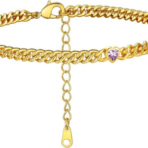 GoldChic Anklet Women's Gold Anklet for Women Girls 4 mm Wide Classic Curb Chain Anklet Bracelet Zirconia Anklet 22 cm + 5 cm Adjustable Summer Beach Foot Jewellery