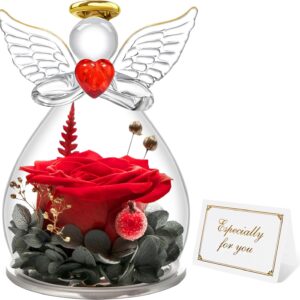 Miofula Eternal Rose Gifts for Women, Infinity Roses Guardian Angel Birthday Gift for Women, Flower Angel Figure Gifts for Mum Mother Grandma Girlfriend Gift Christmas Anniversary Wedding Anniversary