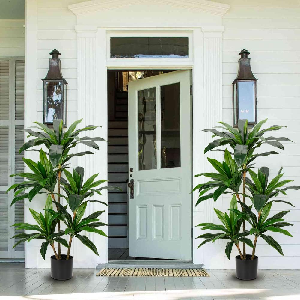 Dracaena Fragans Large Plants in Pot Artificial Plants 120 cm, Decorative Plant Indoor Plant with Pots, Artificial Plants Like Real with Durable Trunks and Lifelike Leaves for Living Room Office – Bild 3
