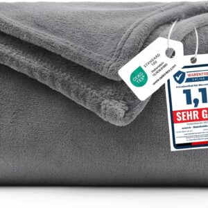 wavve Cuddly, Fluffy Blanket, Fleece Blanket, Sofa Blanket, Warm Home Blanket, Couch Blanket, Soft Sofa Throw, XL, 150 x 200 cm, Grey