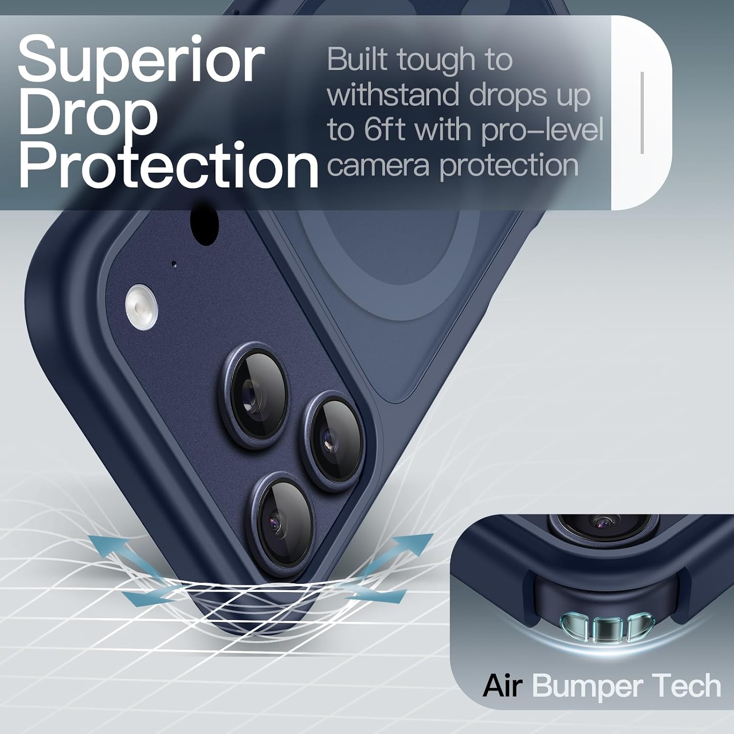 JETech Matte Magnetic Case for iPhone 17 Pro Max, Dark Blue – Bild 4