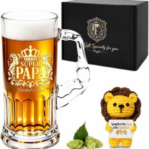 Glass Beer Mug, Birthday Gift for Dad, Gifts for Men, 0.65 L