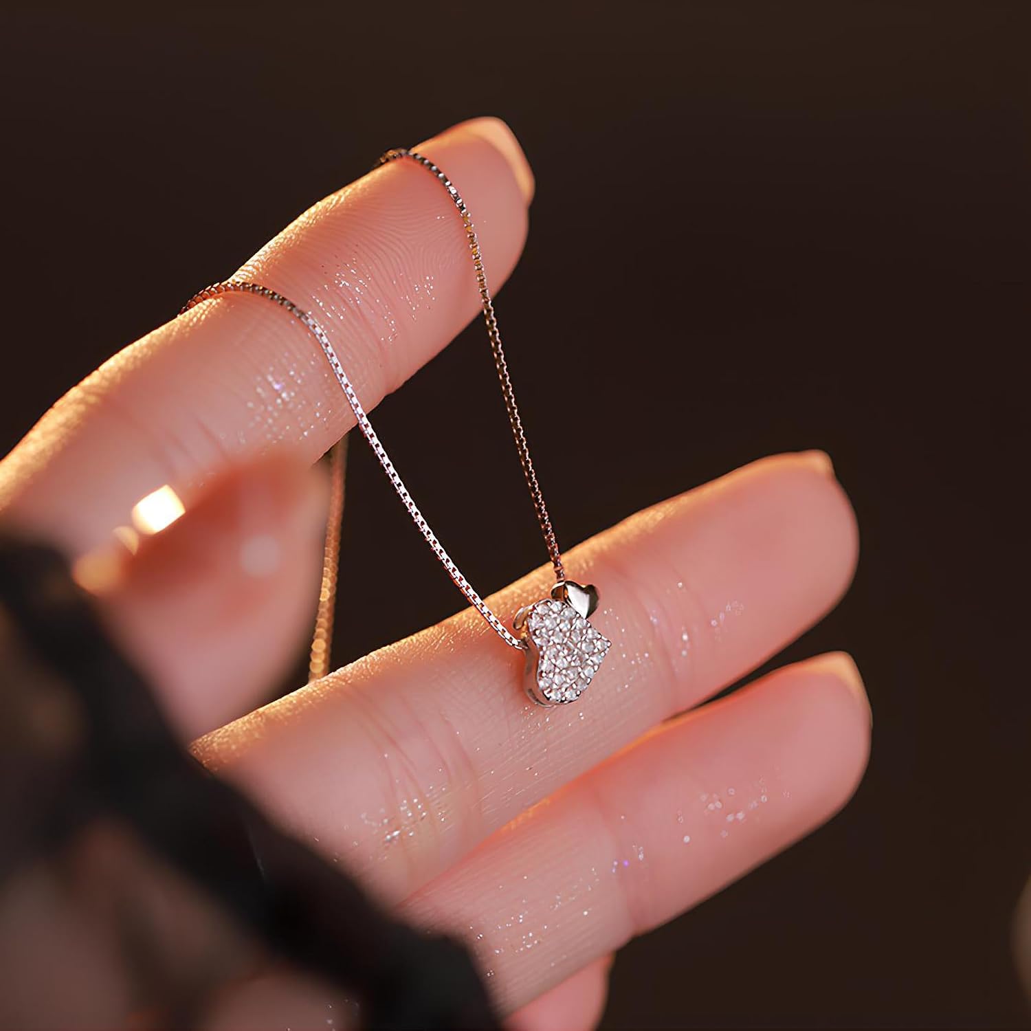 Silberkette Damen 925 mit Herzanhänger,Personalisierte Kette Halsreif Silber Anhänger in Blau,Wasserfester Herz Halsketten Boho Silberschmuck Jewelry Geschenk für Frauen Freundin – Bild 7