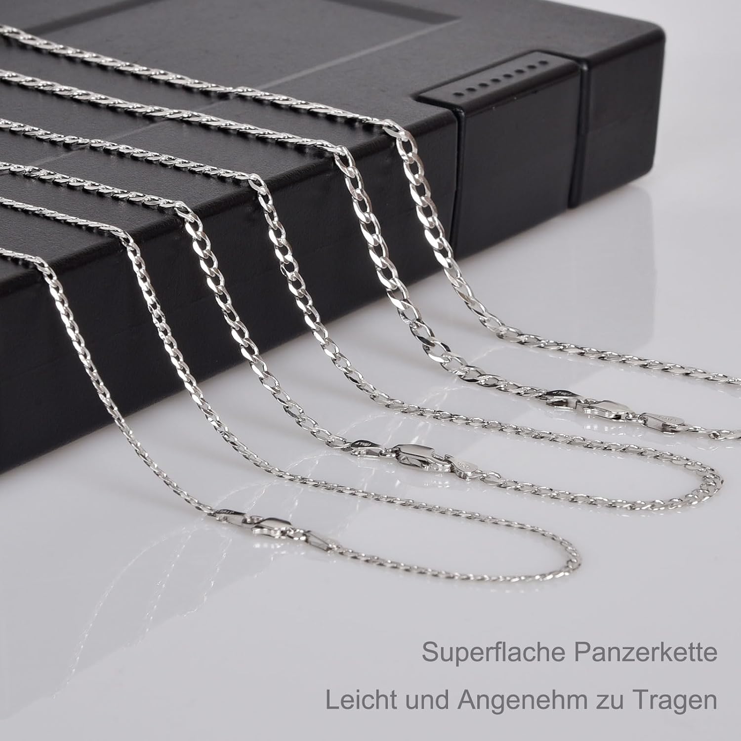 925 Sterling Silver Curb Chain Real Silver Chain for Men Women 2/3/4mm Wide Thin Super Flat Multi-Row Chain High Quality Classic Necklaces for Everyday Use 45-65cm – Bild 8