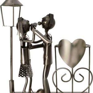 Michel Toys Dance Couple Bottle Holder with Lantern for Tea Light Candle, Metal, Silver