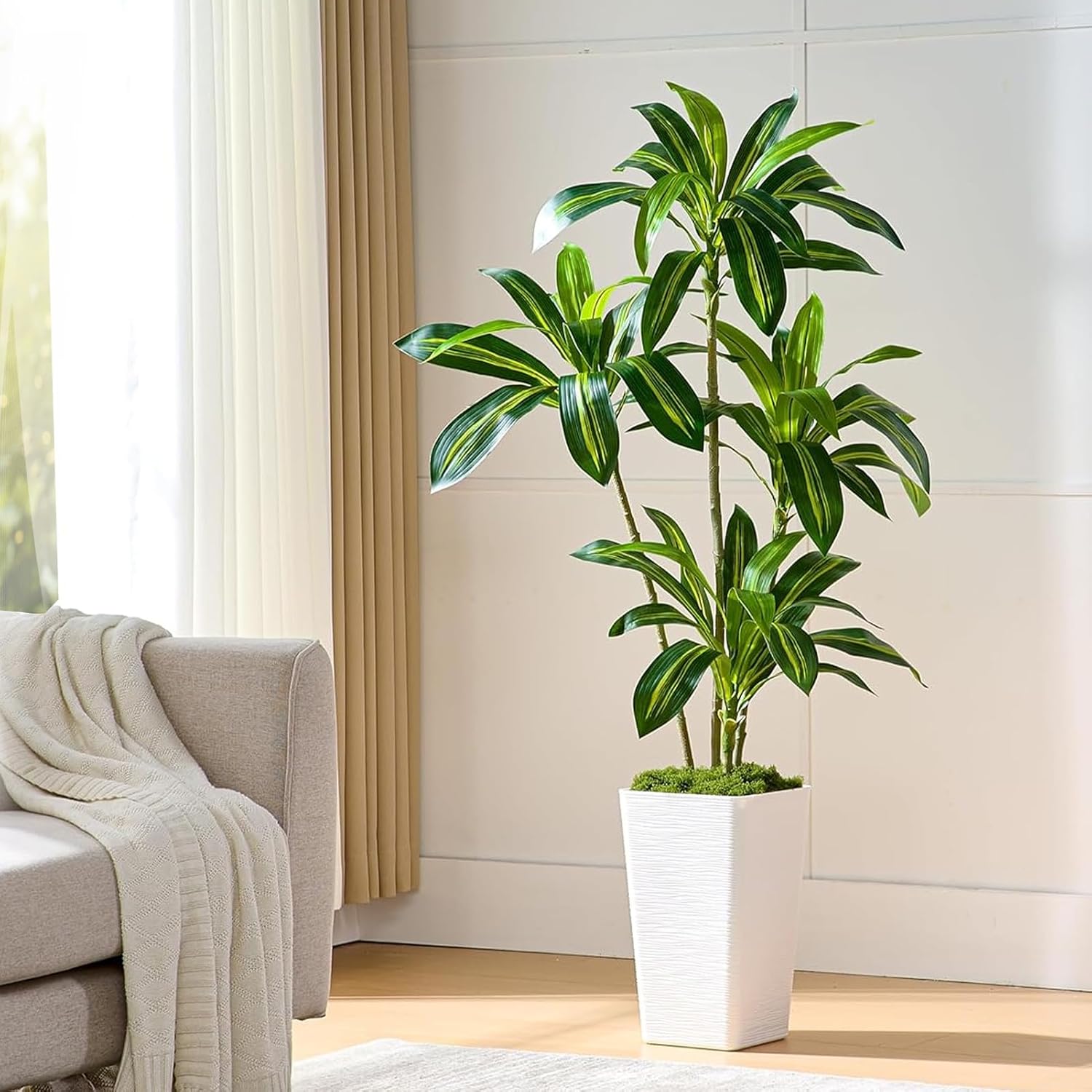Artificial Dragon Tree Plants 150 cm Artificial Plants Large White Pot