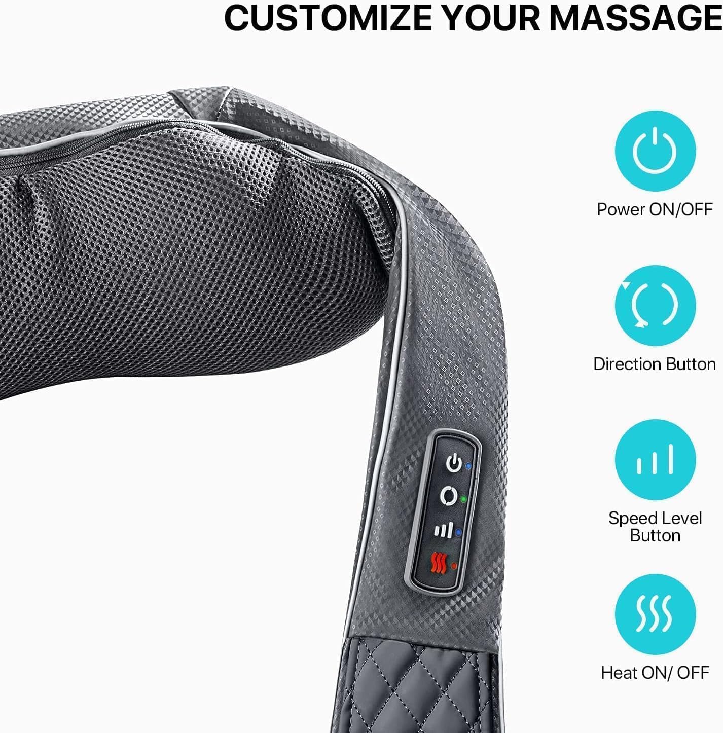 ALLJOY Wireless Neck Massager with Heat, Shiatsu 4D Deep Kneading Massage – Bild 6