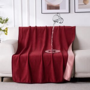 QIYI Waterproof Blanket for Bed Sofa Couch 102x153cm Burgundy Pink