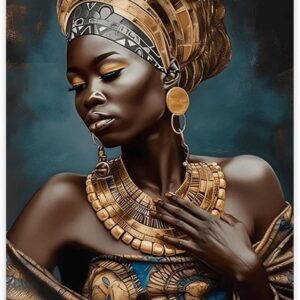 Afrikanische Frau Mit GoldschmuckUnframe-style 24″ L X 36″ W