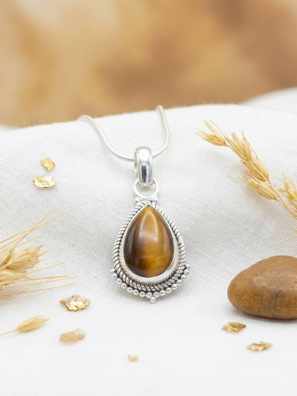 mantraroma Edelstein Kettenanhänger an Kette Silber 925 echt für Damen – Bild 2