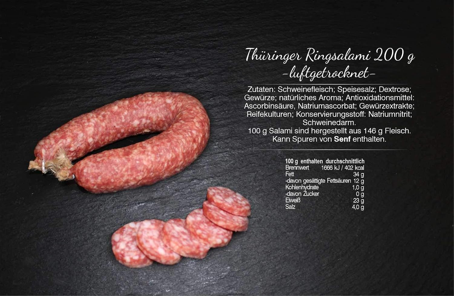 Sausages from Meiningen I Thuringian Salami Air-Dried I 5 x 200 g I Air-Dried Sausages – Bild 2