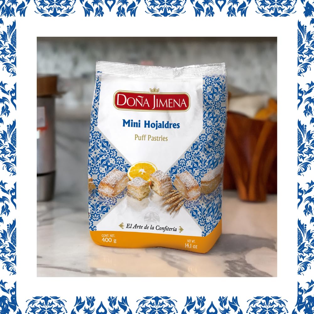DOÑA JIMENA Premium Quality Puff Pastry Cookies with Icing Sugar, Typical Christmas Pastry, Handmade Recipe 400g – Bild 3