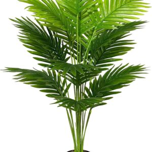 Artificial Plant in Pot, Large Artificial Plants, Plastic Palm Tree, Fake Palm Plant Decoration for Living Room, Balcony, Bedroom, Office, Bathroom (80 cm High Palm Tree)