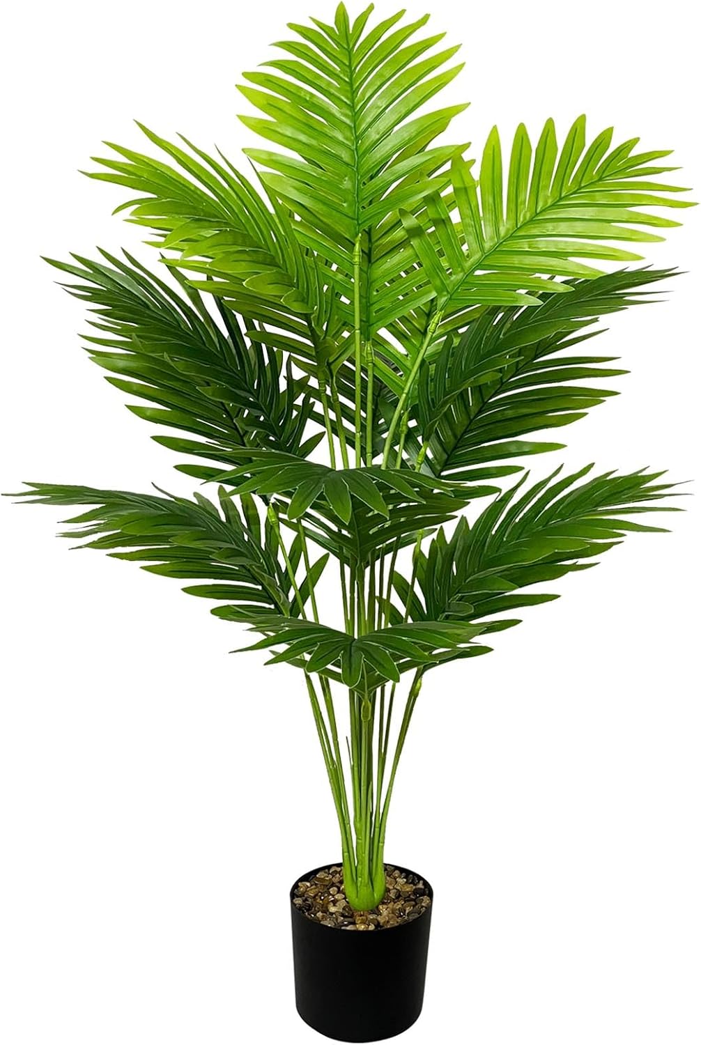 Artificial Plant in Pot, Large Artificial Plants, Plastic Palm Tree, Fake Palm Plant Decoration for Living Room, Balcony, Bedroom, Office, Bathroom (80 cm High Palm Tree)
